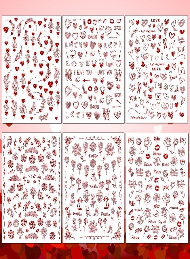 TailaiMei Valentine's Day Metallic Nail Art Stickers, Abstract Minimalist Self-Adhesive Kiss Love Hug Glittering Design for Women Manicure DIY or Nail Salon(934pcs, 12 Sheets) - Image 2